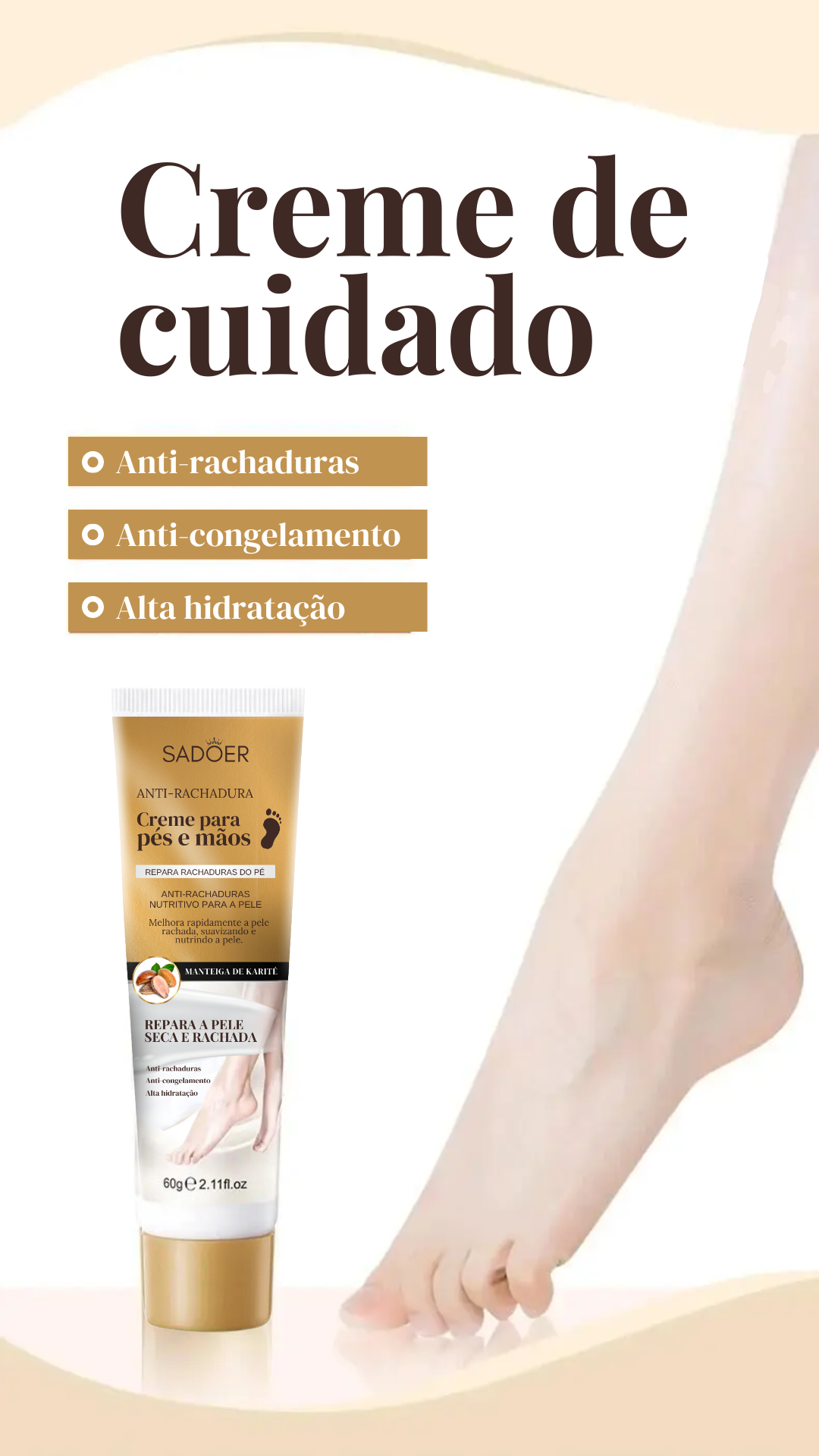 Creme Anti-rachaduras para Mãos e Pés 60g