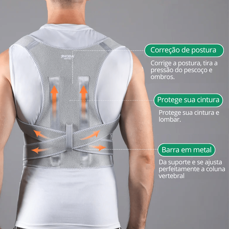 Corretor de Postura Ergonômico 2 em 1 - Alívio para Lombar e Costas