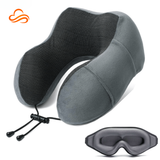 Kit Viagem Conforto: Travesseiro Cervical Ajustável e Máscara Blackout