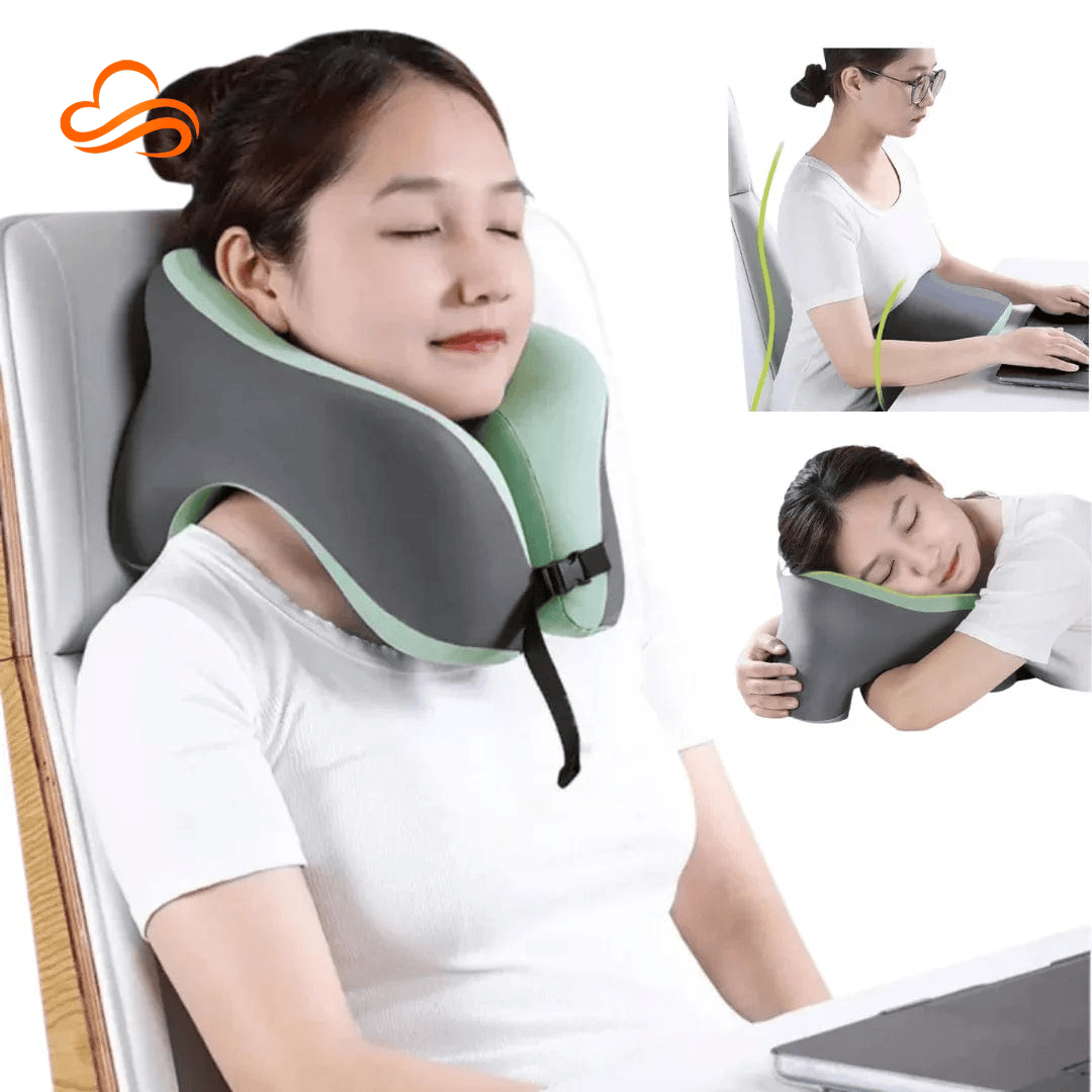 travesseiro de pescoço memory foam respirável – conforto em viagens