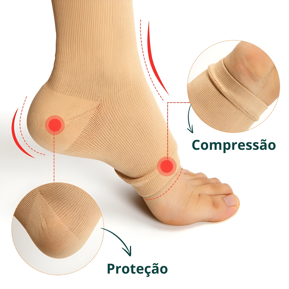 meia de compressão 20-30 mmhg em poliamida para alívio de inchaço