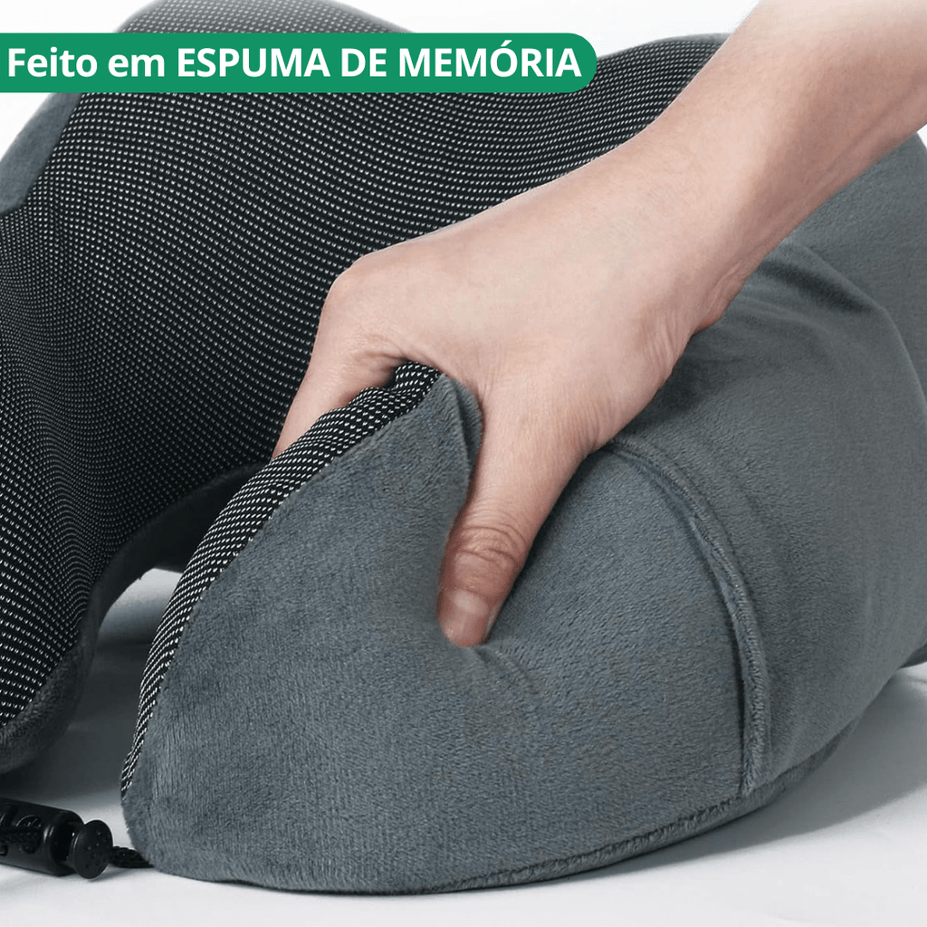 kit viagem conforto: travesseiro cervical ajustável e máscara blackout