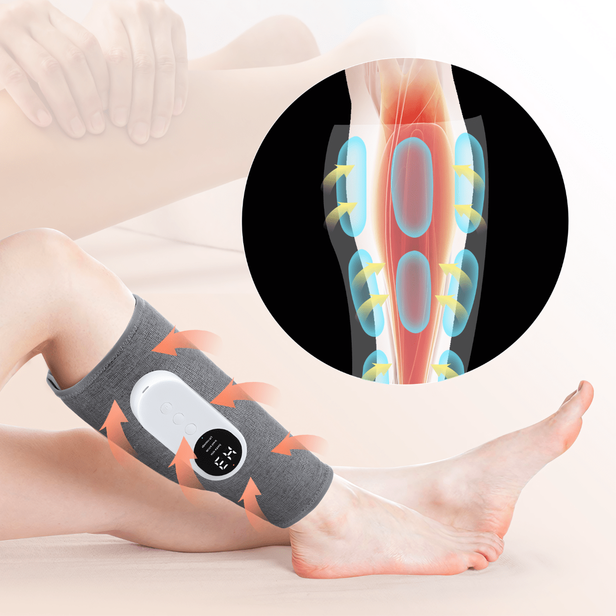 massageador de compressão para pernas com calor ajustável e portátil