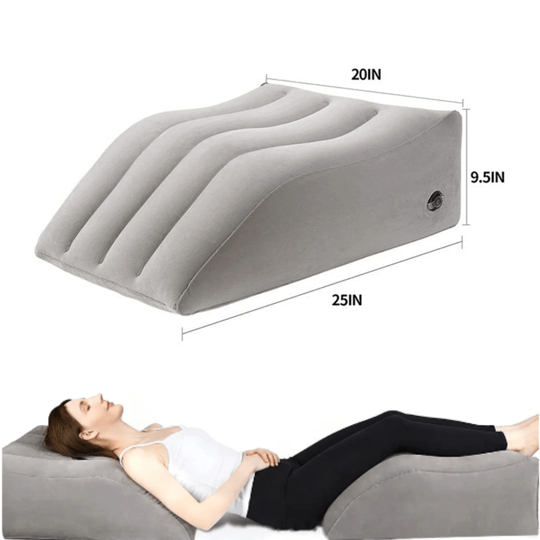 Apoio Inflável para Pés Aveludado – Conforto e Circulação em Viagens