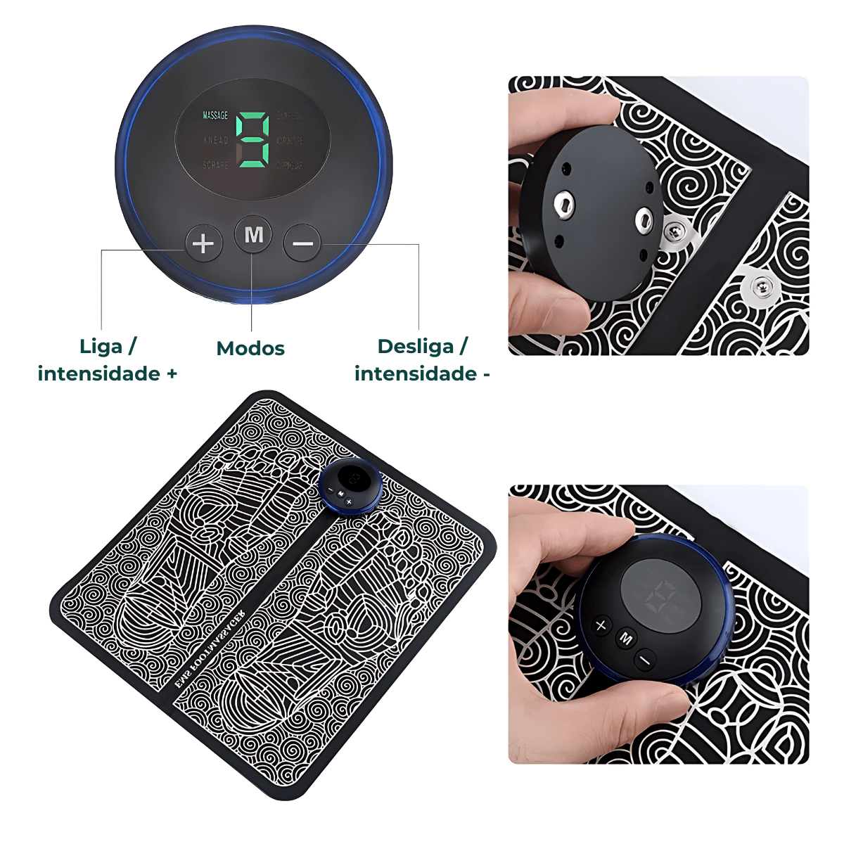 Tapete Massageador Elétrico EMS Portátil – Alívio Profundo e Sem Fios