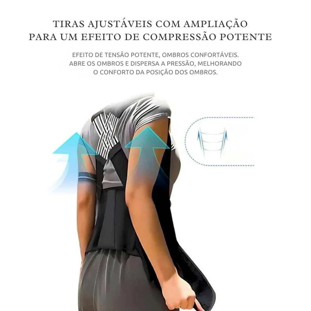 corretor postural ajustável em tecido respirável alívio para costas