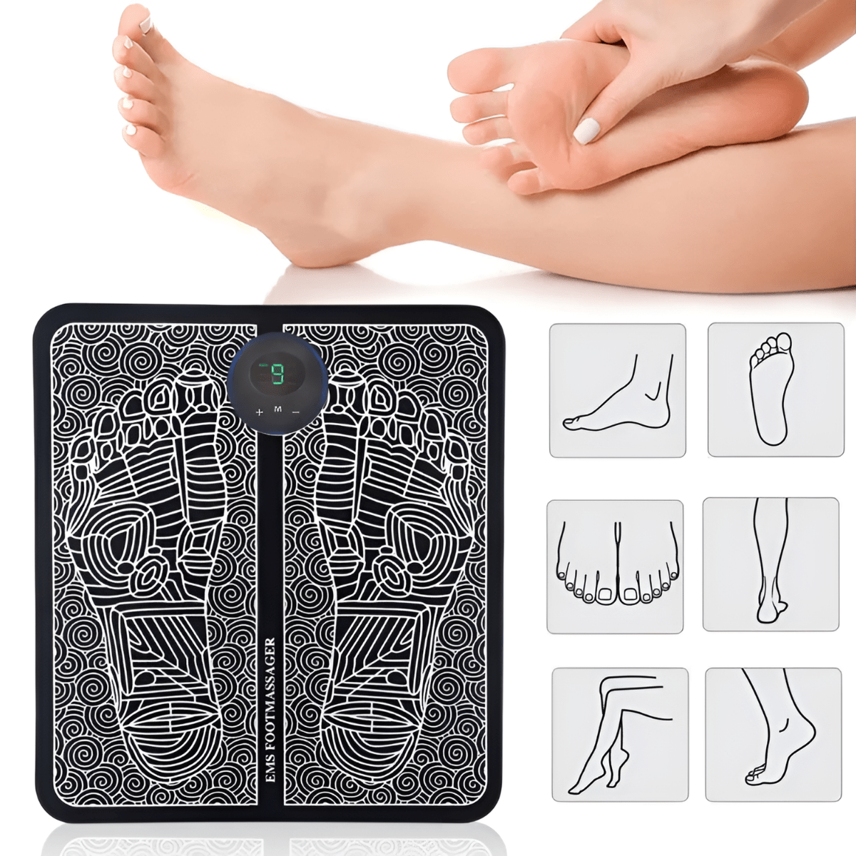 Tapete Massageador Elétrico EMS Portátil – Alívio Profundo e Sem Fios