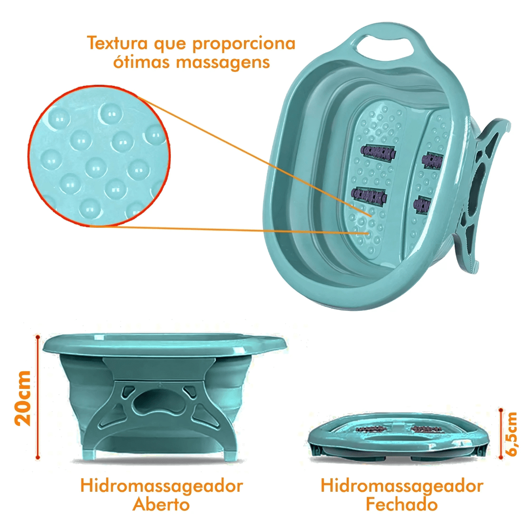 Bacia Dobrável SpaFeet com Rolos Massageadores – Alívio para Pés Cansados