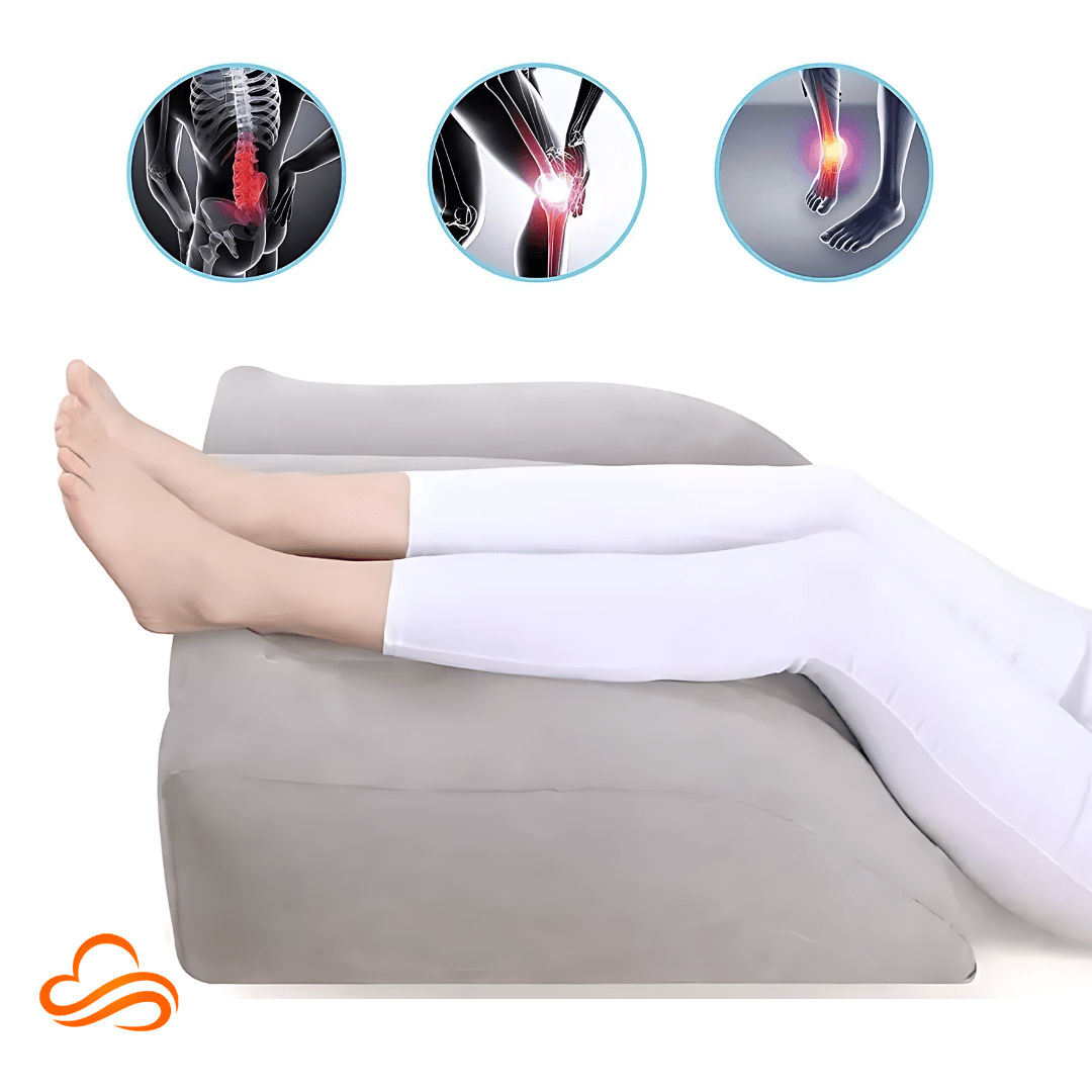 Apoio Inflável para Pés Aveludado – Conforto e Circulação em Viagens