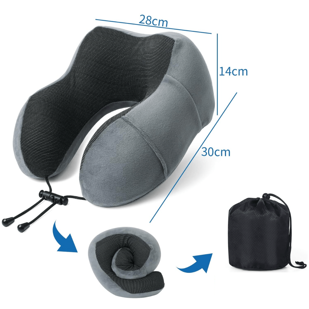 Kit Viagem Conforto: Travesseiro Cervical Ajustável e Máscara Blackout