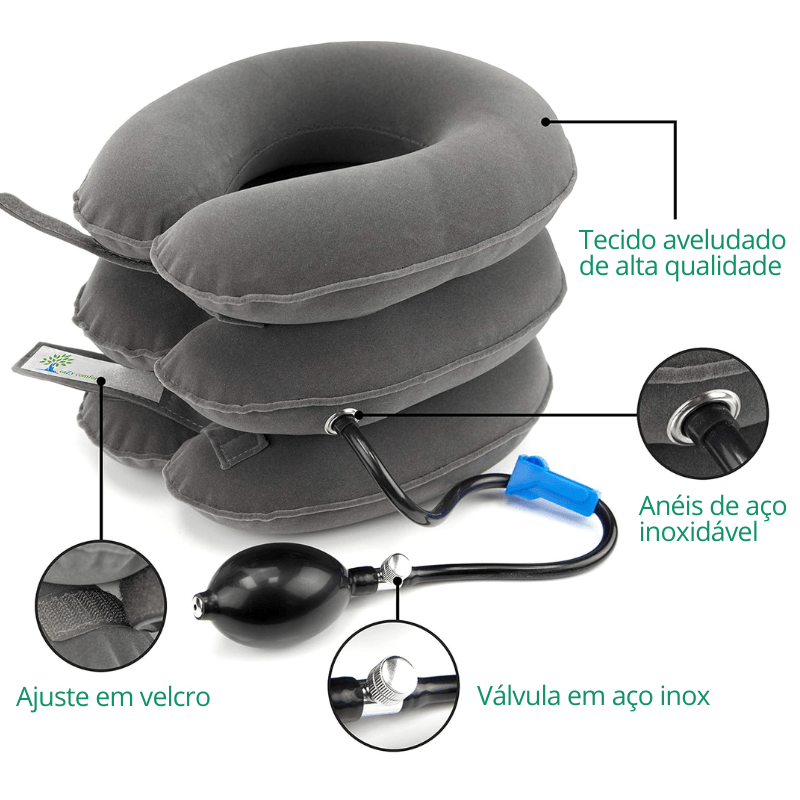 Alongador de Pescoço Inflável Kajopineck - Tração Cervical e Alívio de Dores