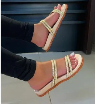 Papete Birken Feminina de Manta Strass Sandalia Rasteirinha Glitter