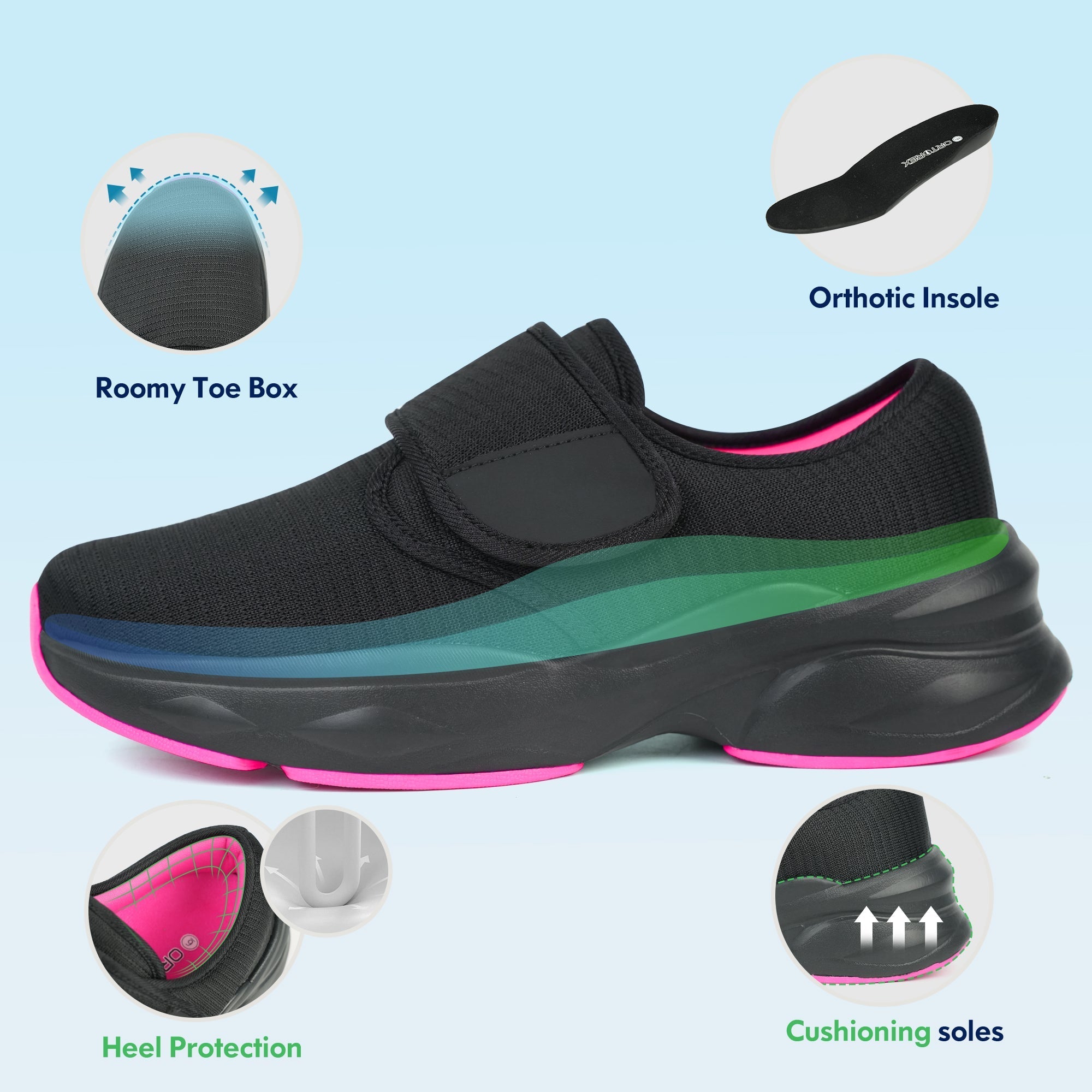green walking shoes-freya confortável