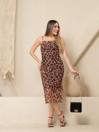 Vestido Midi em Tule com Abertura nas Costas