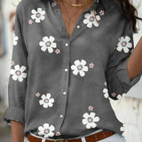 Camisa Feminina Floral de Botão