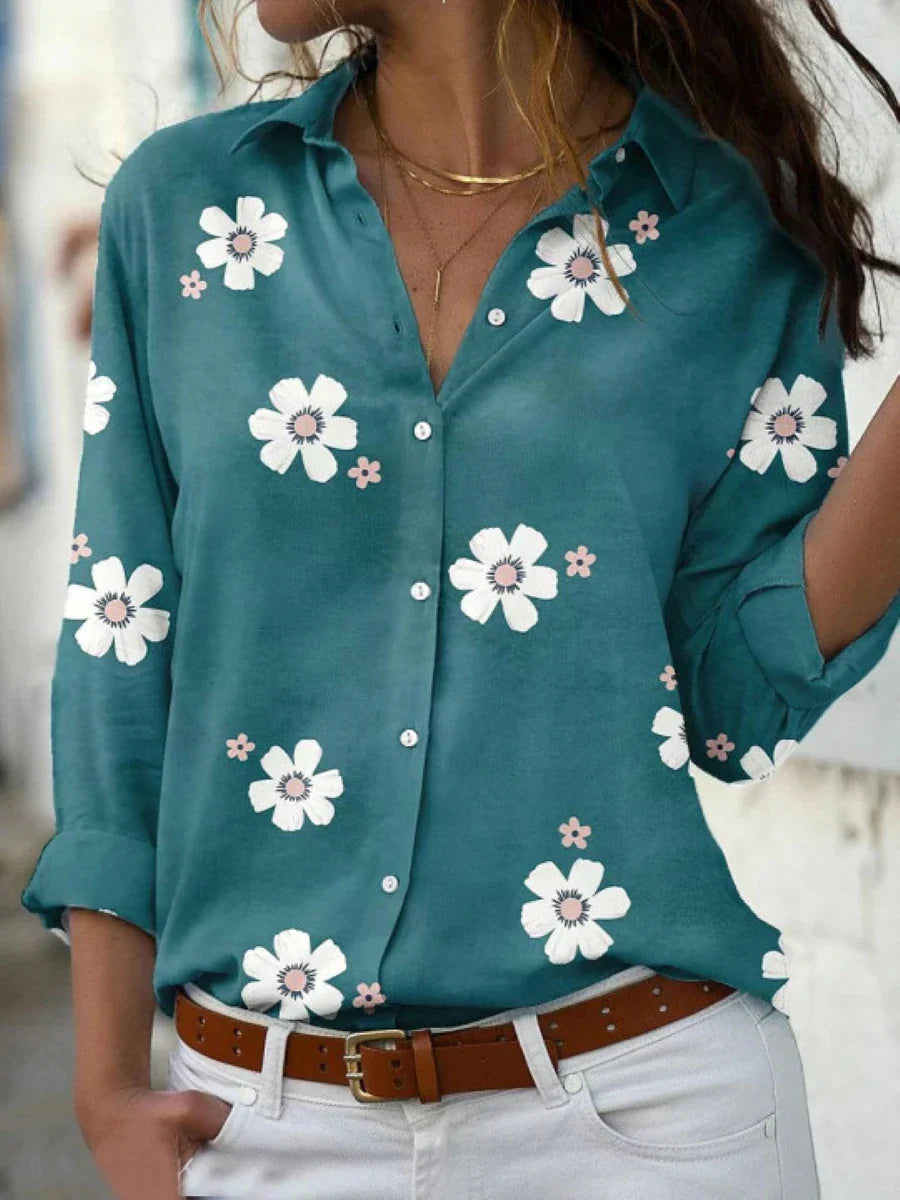Camisa Feminina Floral de Botão
