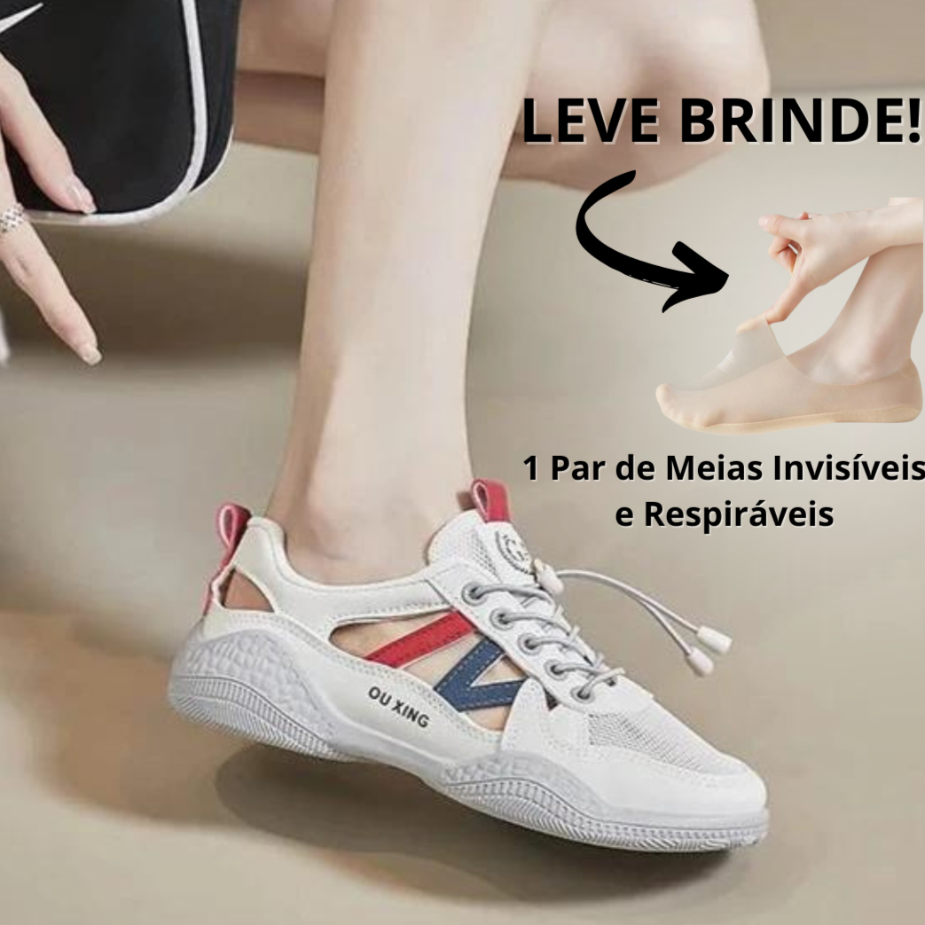 tênis ortopédico fit brinde meia invisível feminino confortável para caminhada