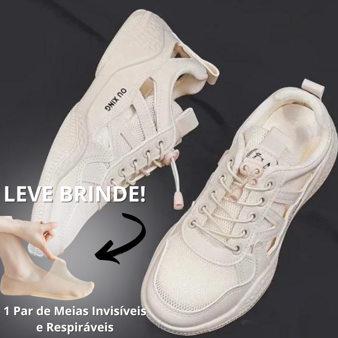 tênis ortopédico fit brinde meia invisível feminino confortável para caminhada