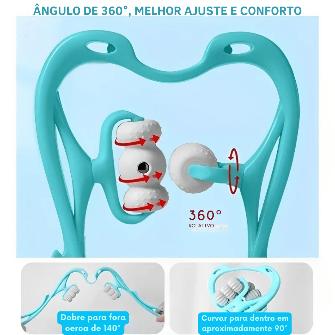 Massageador de Pescoço Manual com Rolo - Alívio de Tensão e Dor