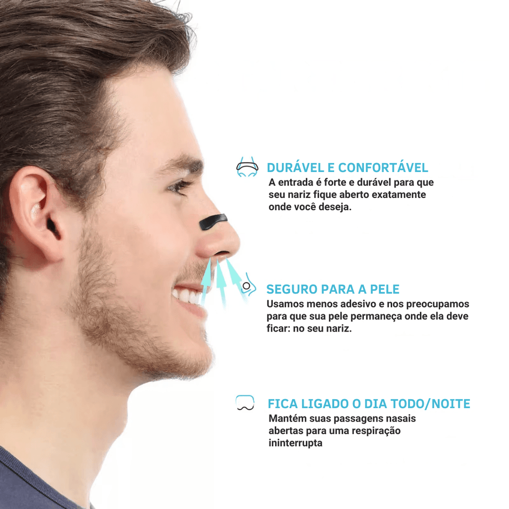 kit tira nasal anti-ronco em silicone melhore a respiração e sono