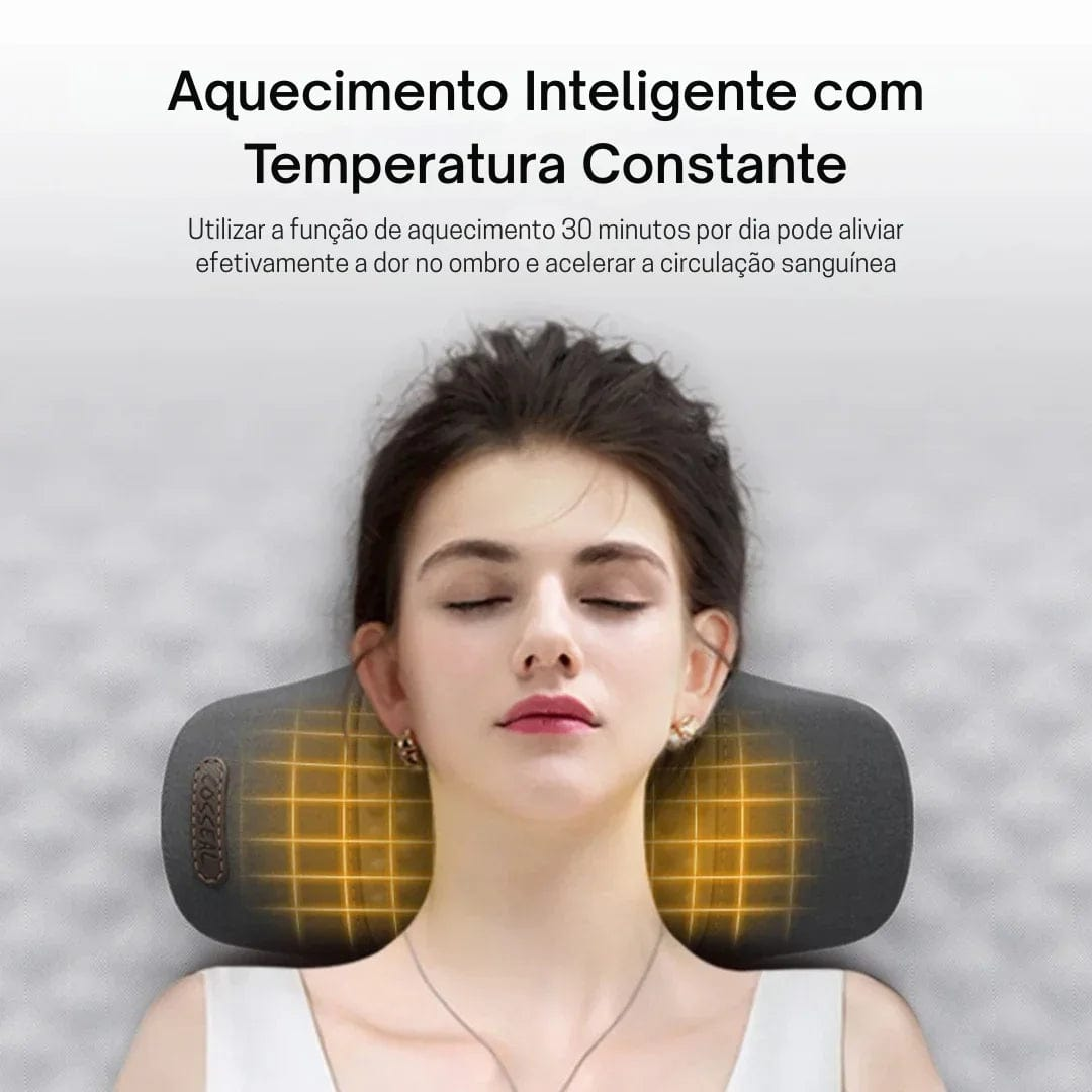 Travesseiro Massageador com Calor e Vibração para Alívio Cervical