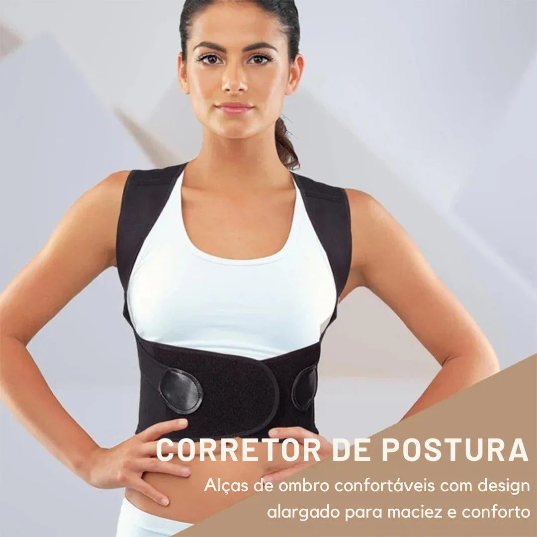corretor postural ajustável em tecido respirável alívio para costas