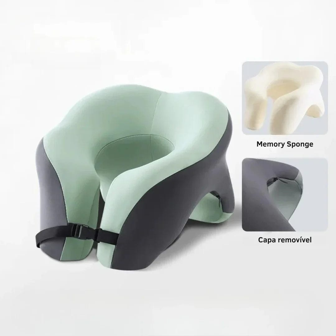 travesseiro de pescoço memory foam respirável – conforto em viagens