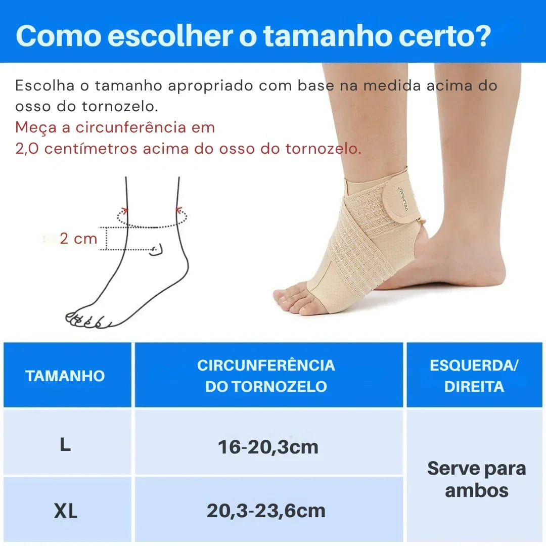 Suporte de Compressão para Tornozelo e Pé - Alívio Rápido e Ajustável