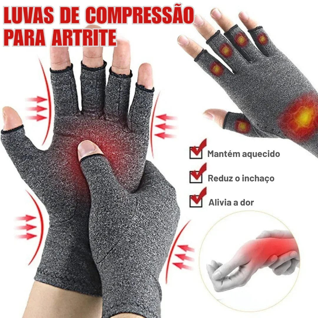 luva de compressão sem dedos em algodão – alívio para artrite e dores