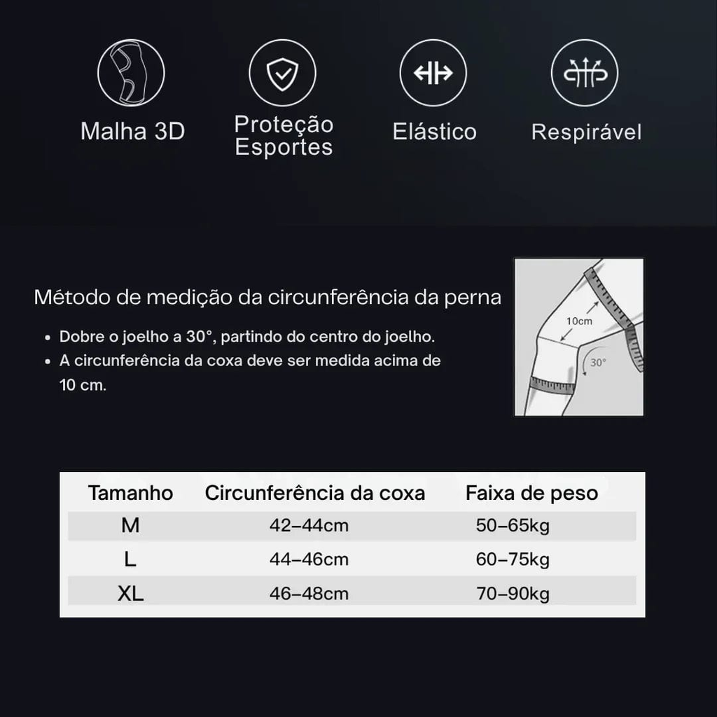 joelheira elástica respirável para alívio de dores e impactos
