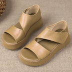 Summer New Wedge Heel Open Toe Casual Luxury Designer Shoes Sandals Women's Handmade Retro Women's Thick Heel Platform Sandals