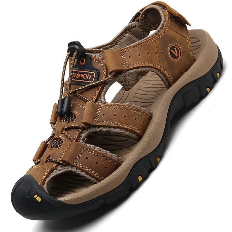 SANDÁLIA MASCULINA DE COURO ORTOPÉDICA ANTIDERRAPANTE
