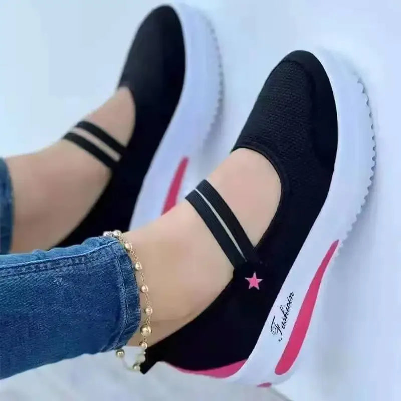 tênis ortopédico anatômico de tecido feminino confortável para caminhada