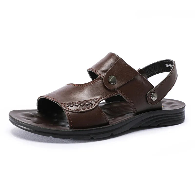 SANDÁLIA MASCULINA DE COURO LEGÍTIMO ROFT INOVABELA