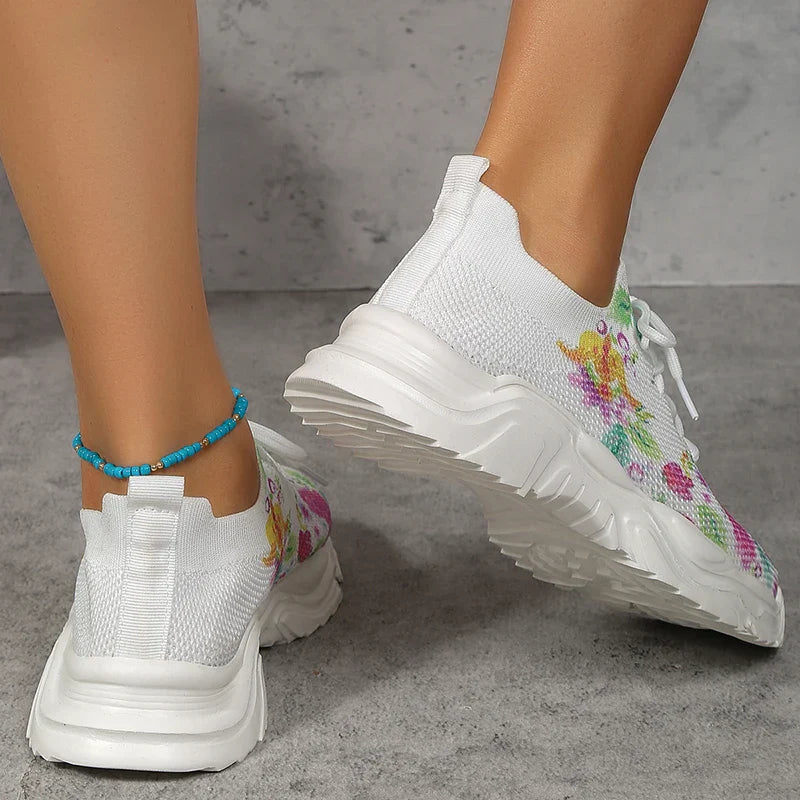 sneakers anatômico floral confortável