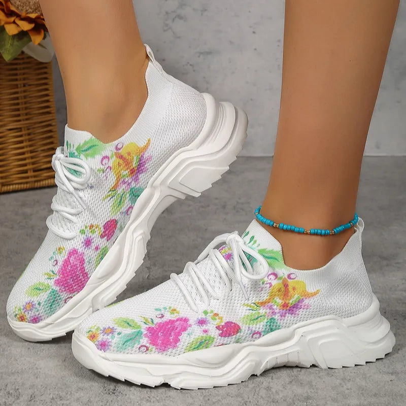 sneakers anatômico floral confortável