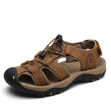 SANDÁLIA MASCULINA DE COURO ORTOPÉDICA ANTIDERRAPANTE