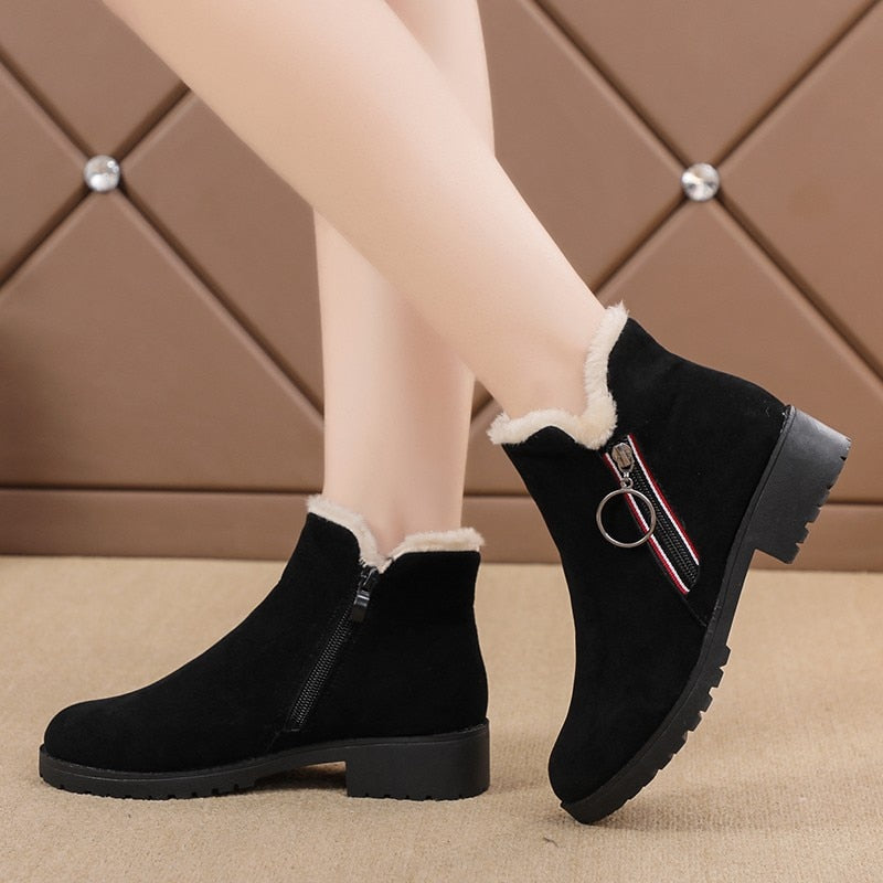 Bota Feminina Sintética com Zíper e Forrada em Lã - Conforto e Estilo para os Dias Frios