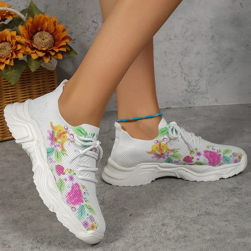 sneakers anatômico floral confortável