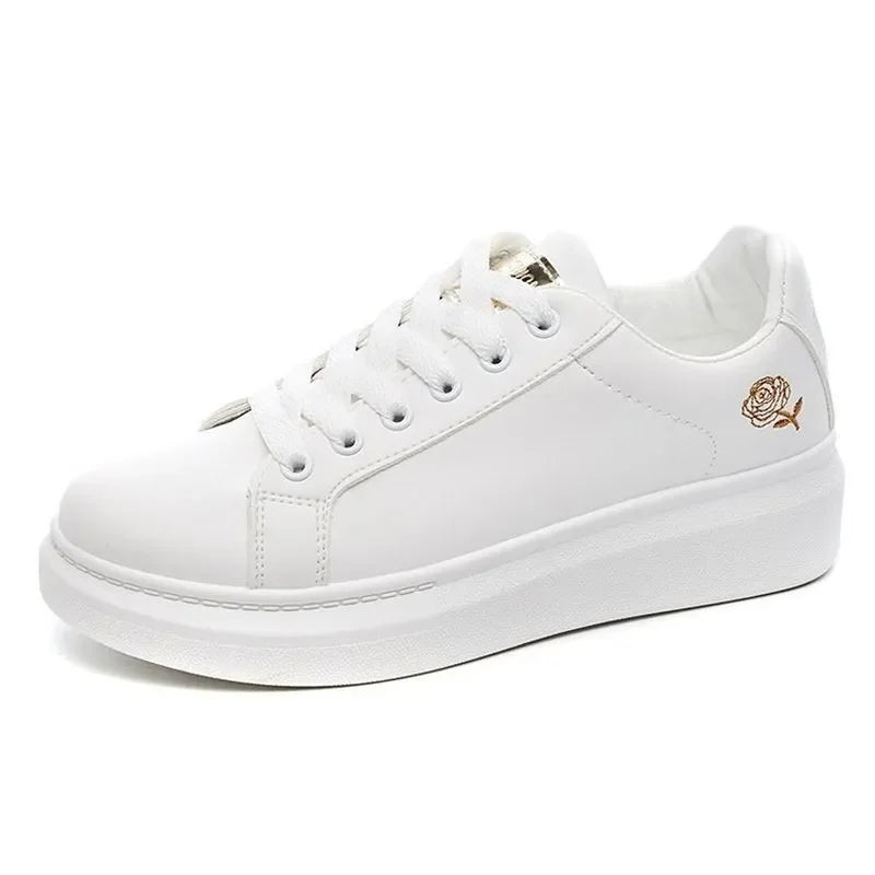 tênis ortopédico branco flower feminino confortável para caminhada