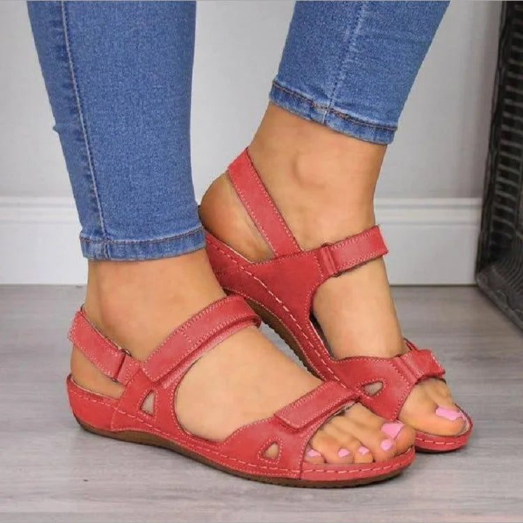 sandália ortopédica baixa velcro feminina confortável