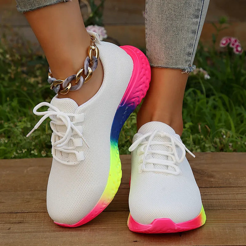 tênis ortopédico neon feminino confortável para caminhada