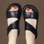 Summer New Wedge Heel Open Toe Casual Luxury Designer Shoes Sandals Women's Handmade Retro Women's Thick Heel Platform Sandals