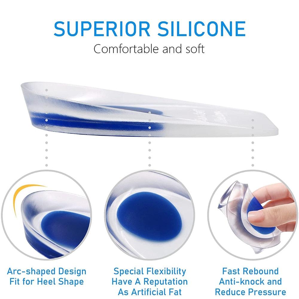 Par Meia Palmilha de Silicone Gel Ortopédica Protetor de Calcanhar/ Calcanheira Anti Impacto Esporão