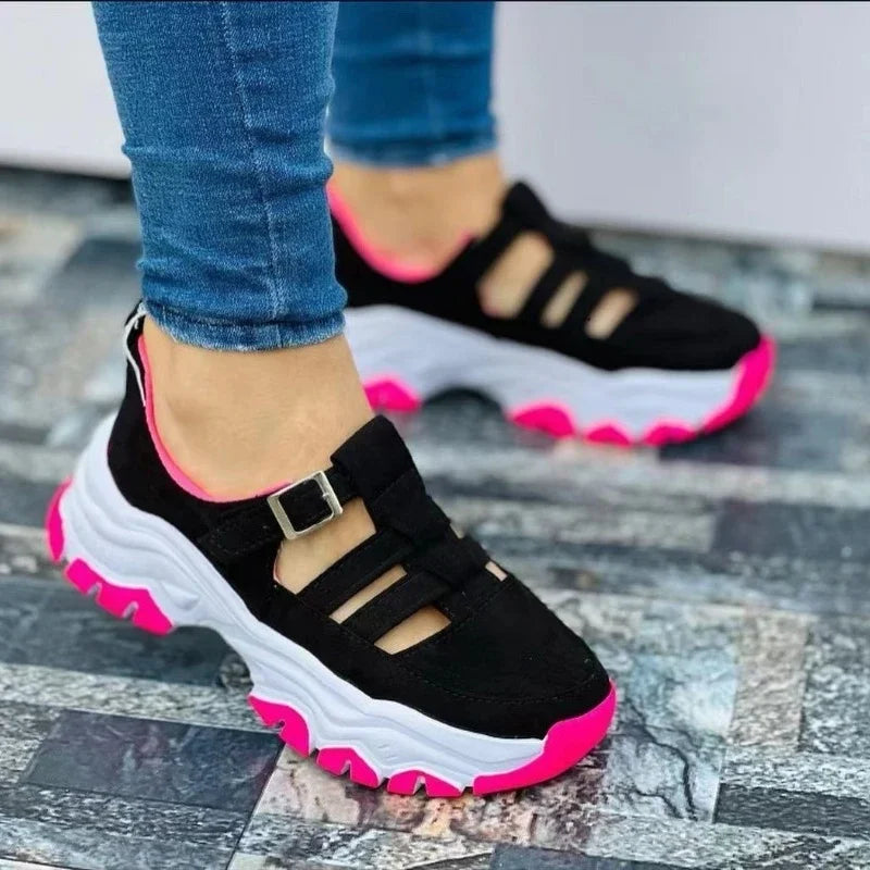 tênis ortopédico sola grossa vulcanizado feminino confortável para caminhada