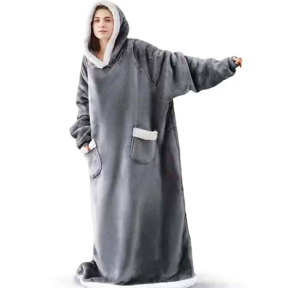 cobertor vestível extra longo de sherpa fleece para aconchego