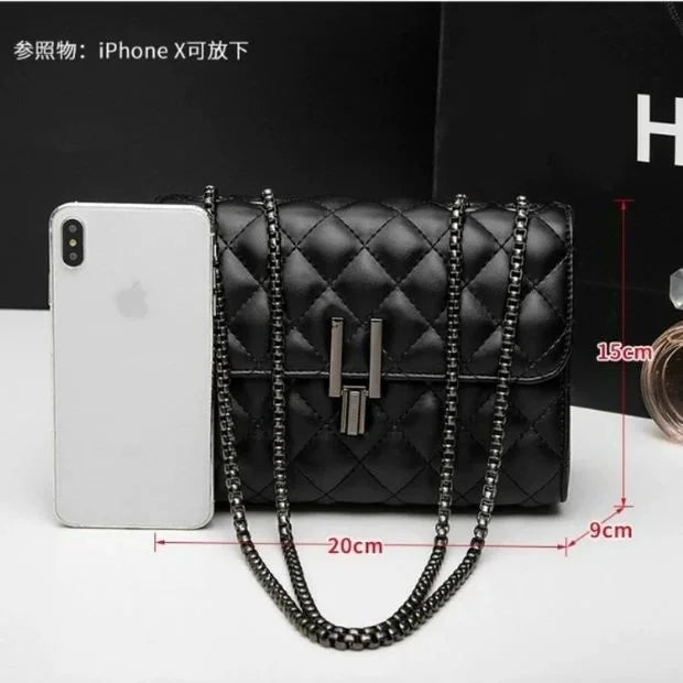 Impermeável Leve Casual De Negócios Mini Bolsa Quadrada Com Aba Geométrica Em Relevo Com Decoração De Corrente Para Meninas Adolescentes Mulheres