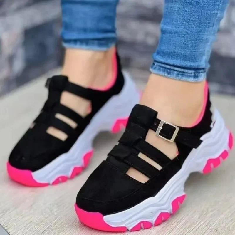 tênis ortopédico sola grossa vulcanizado feminino confortável para caminhada