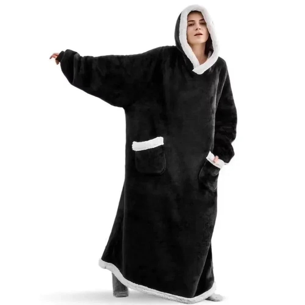 cobertor vestível extra longo de sherpa fleece para aconchego