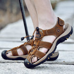 SANDÁLIA MASCULINA DE COURO ORTOPÉDICA ANTIDERRAPANTE
